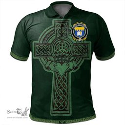 Irish House of CONROY (O'MULCONRY) Coat of Arms Irish Polo Shirt Irish Cross with Celtic Knot and Claddagh Ring Polo Shirt
