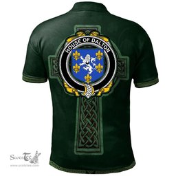 Irish House of DALTON Coat of Arms Irish Polo Shirt Irish Cross with Celtic Knot and Claddagh Ring Polo Shirt