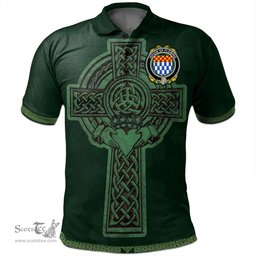 Irish House of FLEMING Coat of Arms Irish Polo Shirt Irish Cross with Celtic Knot and Claddagh Ring Polo Shirt