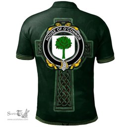 Irish House of O'CONNOR (Don) Coat of Arms Irish Polo Shirt Irish Cross with Celtic Knot and Claddagh Ring Polo Shirt