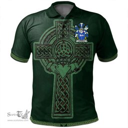 Irish Gorman or McGorman Coat of Arms Irish Polo Shirt Irish Cross with Celtic Knot and Claddagh Ring Polo Shirt