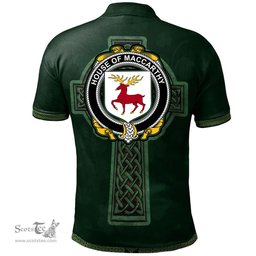 Irish House of MACCARTHY Coat of Arms Irish Polo Shirt Irish Cross with Celtic Knot and Claddagh Ring Polo Shirt