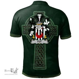 Irish Foy or O'Fie Coat of Arms Irish Polo Shirt Irish Cross with Celtic Knot and Claddagh Ring Polo Shirt