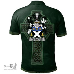 Irish Fitz-Patrick Coat of Arms Irish Polo Shirt Irish Cross with Celtic Knot and Claddagh Ring Polo Shirt