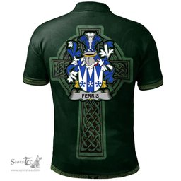 Irish Ferris Coat of Arms Irish Polo Shirt Irish Cross with Celtic Knot and Claddagh Ring Polo Shirt