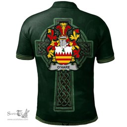 Irish Hare or O'Hare Coat of Arms Irish Polo Shirt Irish Cross with Celtic Knot and Claddagh Ring Polo Shirt