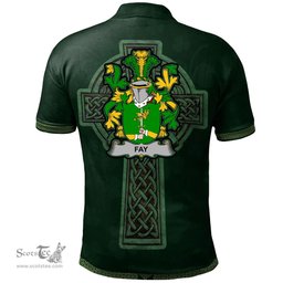 Irish Fay or O'Fee Coat of Arms Irish Polo Shirt Irish Cross with Celtic Knot and Claddagh Ring Polo Shirt