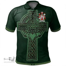 Irish Harne Coat of Arms Irish Polo Shirt Irish Cross with Celtic Knot and Claddagh Ring Polo Shirt