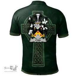 Irish Fyan or Faghan Coat of Arms Irish Polo Shirt Irish Cross with Celtic Knot and Claddagh Ring Polo Shirt