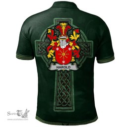 Irish Harold or Harrell Coat of Arms Irish Polo Shirt Irish Cross with Celtic Knot and Claddagh Ring Polo Shirt