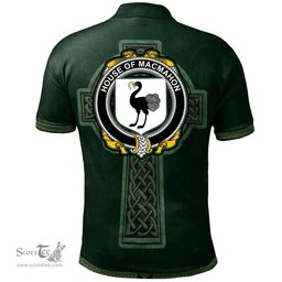 Irish House of MACMAHON (Oriel) Coat of Arms Irish Polo Shirt Irish Cross with Celtic Knot and Claddagh Ring Polo Shirt