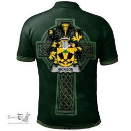 Irish Hickson Coat of Arms Irish Polo Shirt Irish Cross with Celtic Knot and Claddagh Ring Polo Shirt