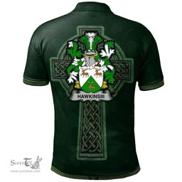 Irish HawkinsIII Coat of Arms Irish Polo Shirt Irish Cross with Celtic Knot and Claddagh Ring Polo Shirt