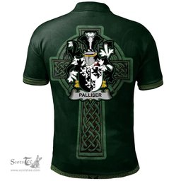 Irish Palliser Coat of Arms Irish Polo Shirt Irish Cross with Celtic Knot and Claddagh Ring Polo Shirt
