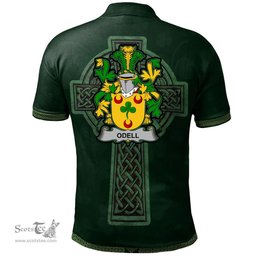 Irish Odell Coat of Arms Irish Polo Shirt Irish Cross with Celtic Knot and Claddagh Ring Polo Shirt
