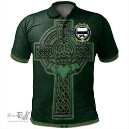 Irish House of JORDAN Coat of Arms Irish Polo Shirt Irish Cross with Celtic Knot and Claddagh Ring Polo Shirt