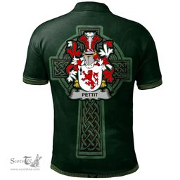 Irish Pettit Coat of Arms Irish Polo Shirt Irish Cross with Celtic Knot and Claddagh Ring Polo Shirt