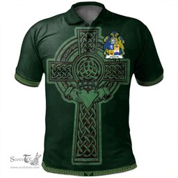 Irish McGrail Coat of Arms Irish Polo Shirt Irish Cross with Celtic Knot and Claddagh Ring Polo Shirt