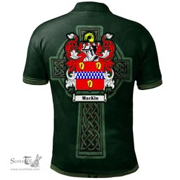 Irish Mackin Coat of Arms Irish Polo Shirt Irish Cross with Celtic Knot and Claddagh Ring Polo Shirt
