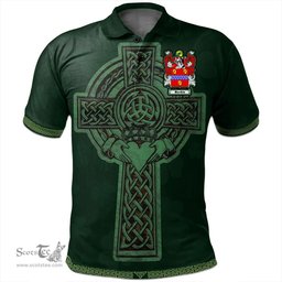 Irish Mackin Coat of Arms Irish Polo Shirt Irish Cross with Celtic Knot and Claddagh Ring Polo Shirt