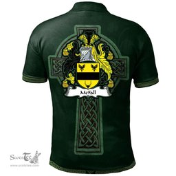 Irish McFall Coat of Arms Irish Polo Shirt Irish Cross with Celtic Knot and Claddagh Ring Polo Shirt