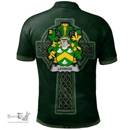 Irish Levinge or Levens Coat of Arms Irish Polo Shirt Irish Cross with Celtic Knot and Claddagh Ring Polo Shirt