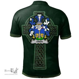 Irish Owen Coat of Arms Irish Polo Shirt Irish Cross with Celtic Knot and Claddagh Ring Polo Shirt