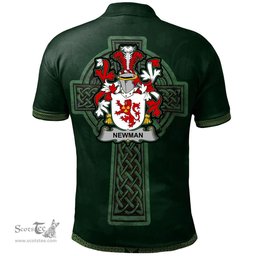 Irish Newman Coat of Arms Irish Polo Shirt Irish Cross with Celtic Knot and Claddagh Ring Polo Shirt