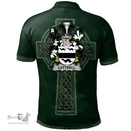 Irish Luttrell Coat of Arms Irish Polo Shirt Irish Cross with Celtic Knot and Claddagh Ring Polo Shirt