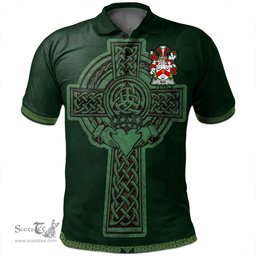 Irish May Coat of Arms Irish Polo Shirt Irish Cross with Celtic Knot and Claddagh Ring Polo Shirt