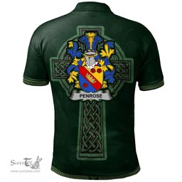 Irish Penrose Coat of Arms Irish Polo Shirt Irish Cross with Celtic Knot and Claddagh Ring Polo Shirt