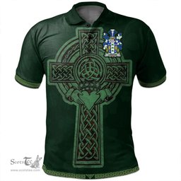 Irish Lanigan or O'Lenigan Coat of Arms Irish Polo Shirt Irish Cross with Celtic Knot and Claddagh Ring Polo Shirt