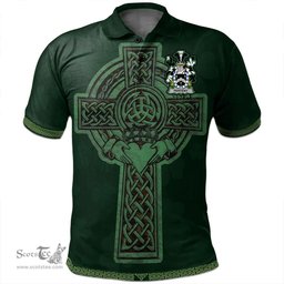 Irish Penteny Coat of Arms Irish Polo Shirt Irish Cross with Celtic Knot and Claddagh Ring Polo Shirt