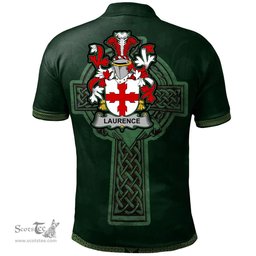 Irish Laurence Coat of Arms Irish Polo Shirt Irish Cross with Celtic Knot and Claddagh Ring Polo Shirt