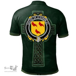 Irish House of O'GORMLEY Coat of Arms Irish Polo Shirt Irish Cross with Celtic Knot and Claddagh Ring Polo Shirt