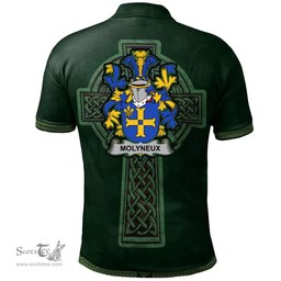 Irish Molyneux Coat of Arms Irish Polo Shirt Irish Cross with Celtic Knot and Claddagh Ring Polo Shirt