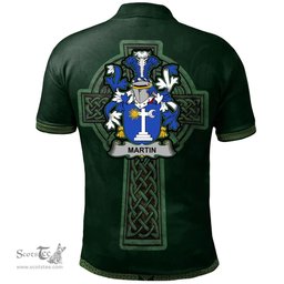 Irish Martin Coat of Arms Irish Polo Shirt Irish Cross with Celtic Knot and Claddagh Ring Polo Shirt