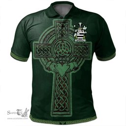 Irish Marshall Coat of Arms Irish Polo Shirt Irish Cross with Celtic Knot and Claddagh Ring Polo Shirt