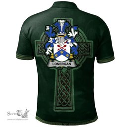 Irish Lonergan or O'Lonergan Coat of Arms Irish Polo Shirt Irish Cross with Celtic Knot and Claddagh Ring Polo Shirt