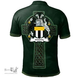 Irish McGinty Coat of Arms Irish Polo Shirt Irish Cross with Celtic Knot and Claddagh Ring Polo Shirt
