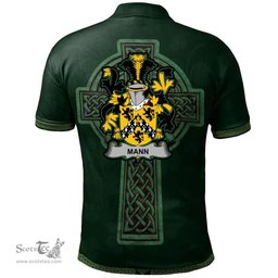 Irish Mann Coat of Arms Irish Polo Shirt Irish Cross with Celtic Knot and Claddagh Ring Polo Shirt