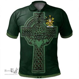 Irish Mann Coat of Arms Irish Polo Shirt Irish Cross with Celtic Knot and Claddagh Ring Polo Shirt
