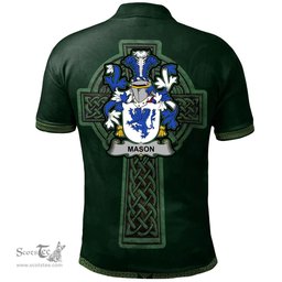 Irish Mason Coat of Arms Irish Polo Shirt Irish Cross with Celtic Knot and Claddagh Ring Polo Shirt