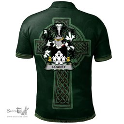 Irish Looney or O'Lunney Coat of Arms Irish Polo Shirt Irish Cross with Celtic Knot and Claddagh Ring Polo Shirt