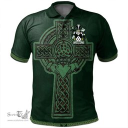 Irish Looney or O'Lunney Coat of Arms Irish Polo Shirt Irish Cross with Celtic Knot and Claddagh Ring Polo Shirt