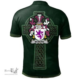Irish McMore or More Coat of Arms Irish Polo Shirt Irish Cross with Celtic Knot and Claddagh Ring Polo Shirt