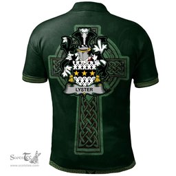 Irish Lyster Coat of Arms Irish Polo Shirt Irish Cross with Celtic Knot and Claddagh Ring Polo Shirt