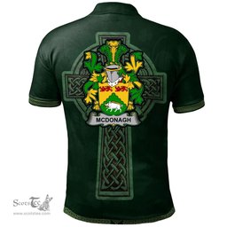 Irish McDonagh or McDonogh Coat of Arms Irish Polo Shirt Irish Cross with Celtic Knot and Claddagh Ring Polo Shirt