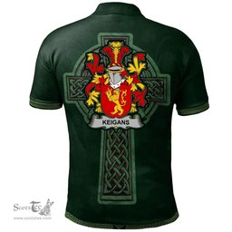 Irish Keigans or McKeehan Coat of Arms Irish Polo Shirt Irish Cross with Celtic Knot and Claddagh Ring Polo Shirt
