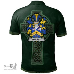 Irish Mackey Coat of Arms Irish Polo Shirt Irish Cross with Celtic Knot and Claddagh Ring Polo Shirt